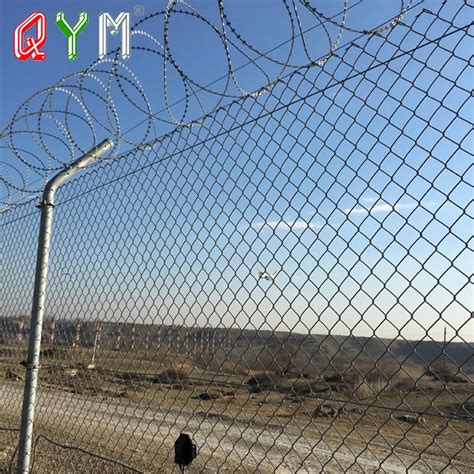 Chain Link Fence Top Barbed Wire For Airport Or Prison China Chain Link Fence And Diamond Wire