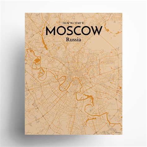 17 Stories Moscow City Map Graphic Art | Wayfair