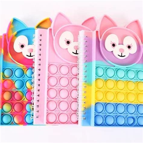 Pop It Fidget Toy Bubble Notebook Colourful Note Book Cartoon Books