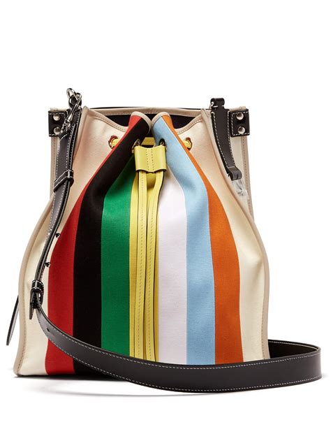 J W Anderson Multicolor Striped Canvas Drawstring Bucket Bag Bucket