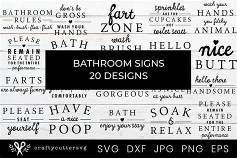 Farmhouse Bathroom Signs Svg Bundle | Home Decor Signs (581496) | Cut ...