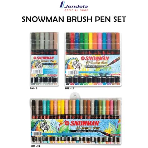 Jual Spidol Snowman Brush Pen Dual Tip Isi Colour Spidol Brush