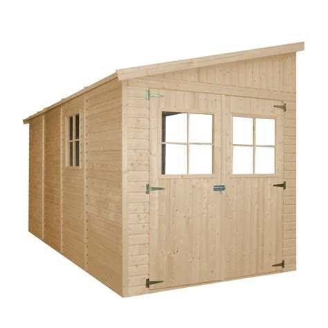 Abri De Jardin 8m² 201x395cm Bois 17mm Sans Plancher Timbela