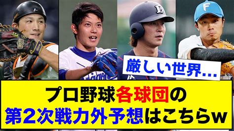 【厳しい世界】プロ野球各球団の第2次戦力外予想がこちら【なんj反応集】 Youtube