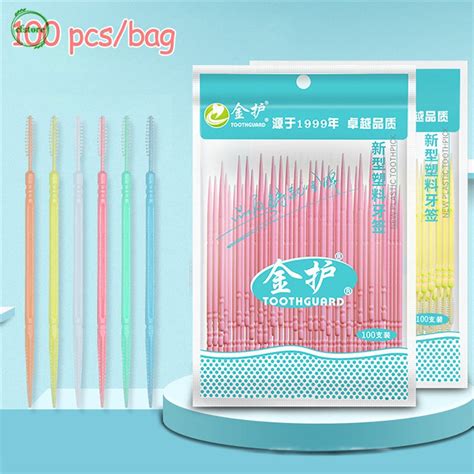 100pcs Fio Dental Interdental Palito De Dentes Escova Interdental