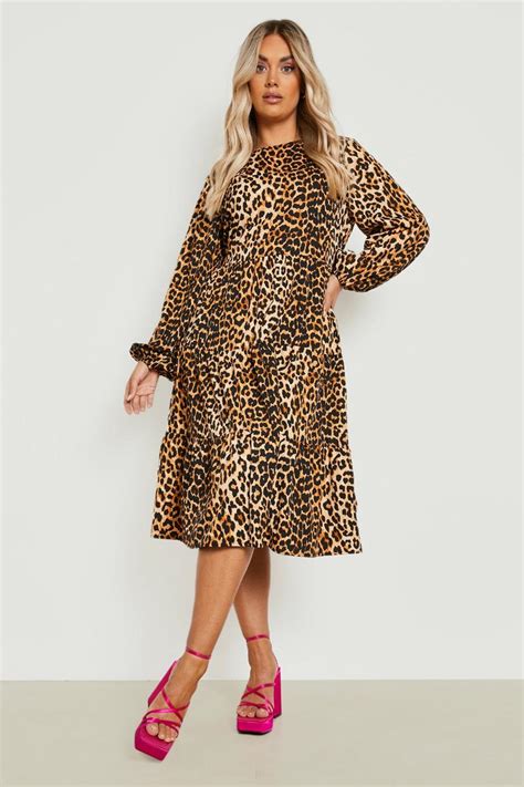 Plus Size Leopard Print Midi Dress Hotsell