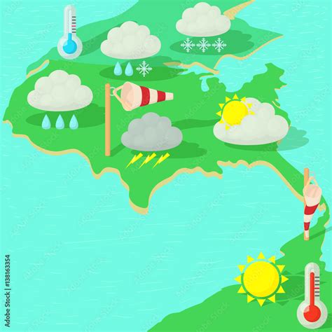 Weather symbols concept map, cartoon style Stock Vector | Adobe Stock