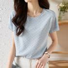 Jeonseon Short Sleeve Round Neck Plain Blouse Yesstyle