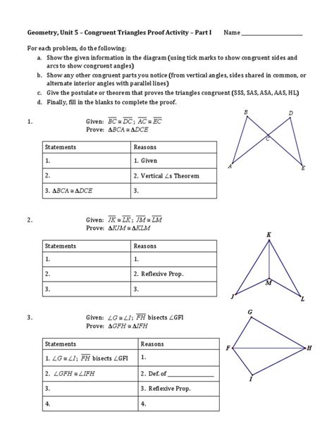 Congruent Triangles Proof Worksheet Pdf Geometric Shapes