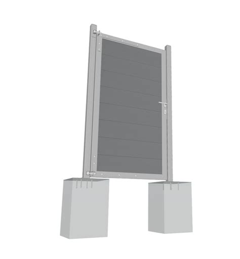 Sichtschutz WPC Steckzaun ALU Tor Pfosten 7x7x190 Cm Silber 2er Set