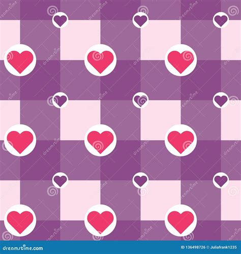 Vector Checkered With Hearts In Circles Pattern Stock Vector