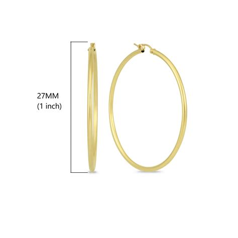 Parade Of Jewels 14k Yellow Gold 2mm Thick Tube Hoop Earrings 27mm