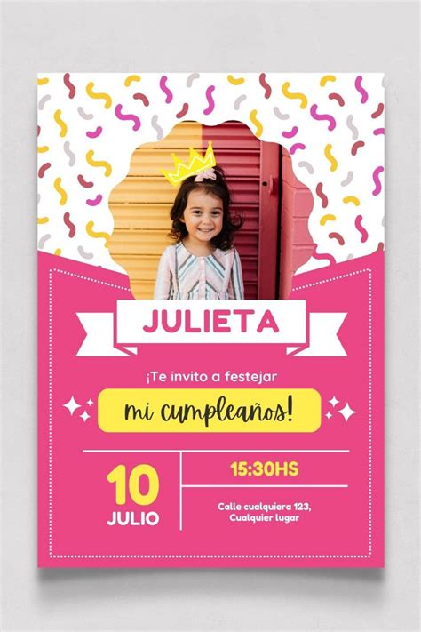 Tarjeta de invitación de cumpleaños infantil con foto | personalizada ...