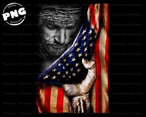 Jesus American Flag Jesus Lover Funny Png Sublimation Design PNG