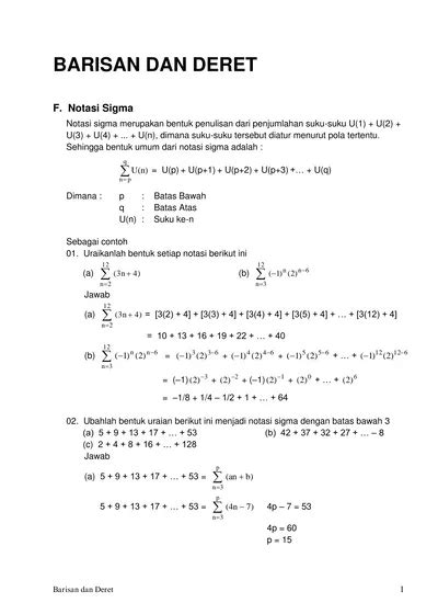 Modul Matematika Sma Dan Soal Latihan Notasi Sigma