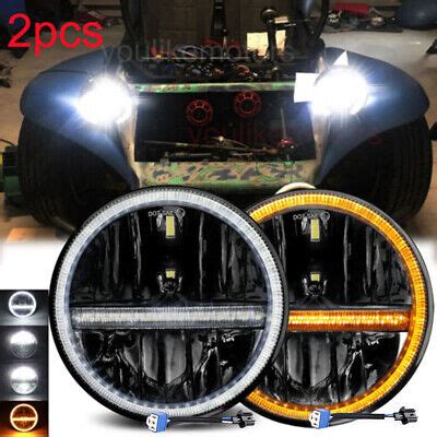 Pair Fit Volkswagen Dune Buggy Led Headlight Ring Drl Turn Signals