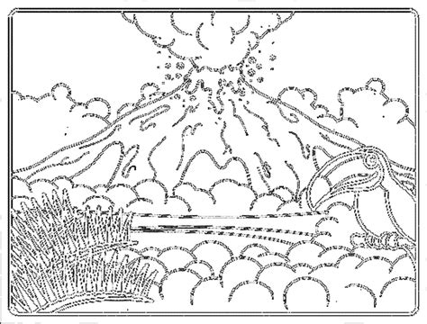 Volcano Erupting Coloring Page