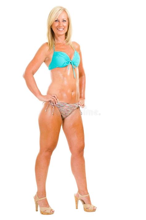 Healthy Middle Aged Woman Wearing Bikini Stock Photo Image Of