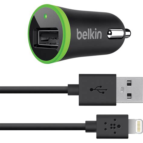 Belkin Car Charger With Lightning To USB Cable F8J078BT04 BLK