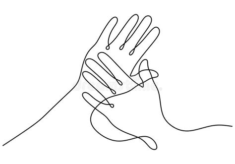 Continuous Line Drawing Hands Holding Together Stock Illustrations