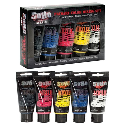 SoHo Urban Artist Heavy Body Acrylic Paint Set Of 5 75mL Assorted