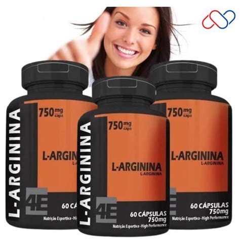 Kit 3 Potes L arginina 750mg 180 Cápsulas 4Elementos Arginina