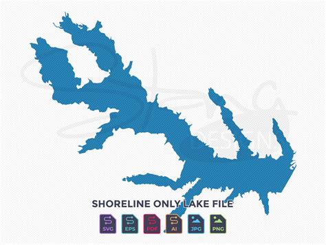 Lake Claiborne LA Shoreline Only Map Single Layer Svg Pdf Ai Eps Png Jpg Cricut Glowforge Laser ...