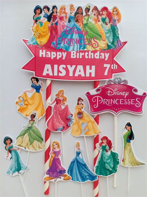 Topper Cake Hiasan Kue Ulang Tahun Gambar Princess Disney Bisa Custom