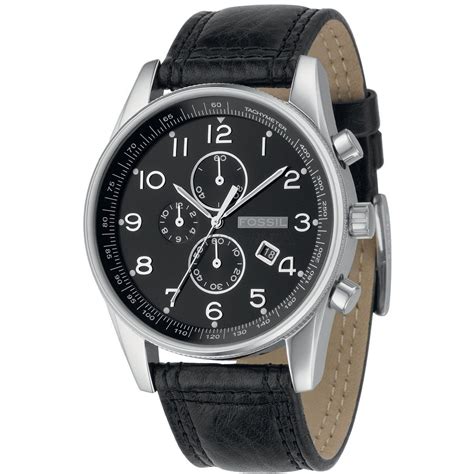 Fossil Mens Fs4310 Arkitekt Chronograph Leather Strap Black Dial Watch Best Looking Watches