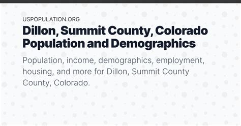 Dillon, Summit County, Colorado Population | Income, Demographics ...