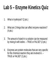 Understanding Enzyme Kinetics Quiz On Hydrolysis And Enzyme Course Hero