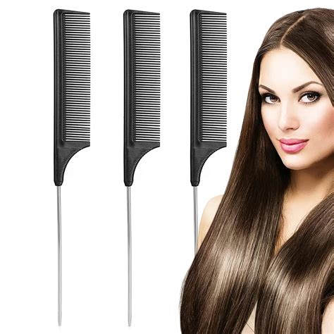 3pcs Black Rat Tail Comb Anti Static Hairdressing Comb Heat Resistant