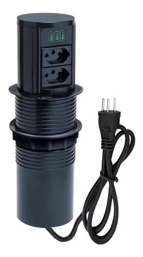 Torre De Tomada Totem Slim Autom Tico Tomadas A Usb Cor Preto