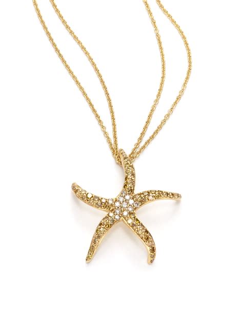 Sydney Evan Diamond Starfish Pendant Necklace In Yellow Yellow Gold