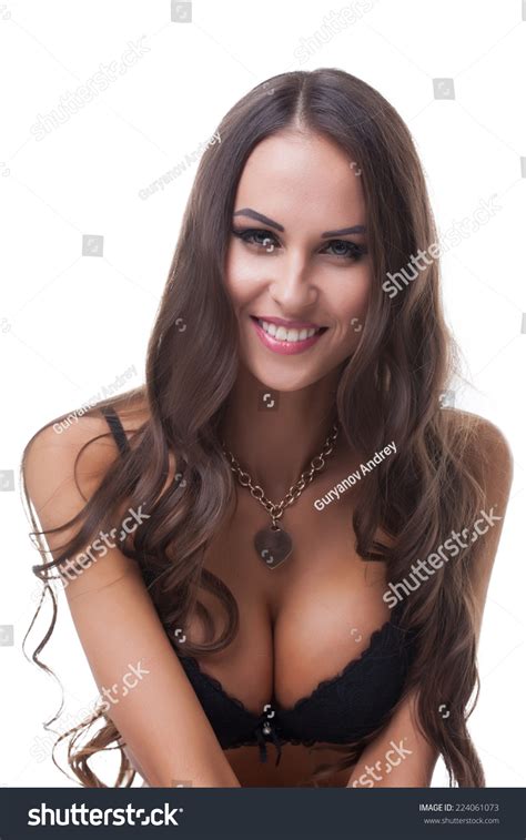Portrait Sexy Busty Brunette Black Bra Stock Photo 224061073 Shutterstock