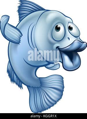 Cute Blue Fish Cartoon Stock Vector Image Art Alamy