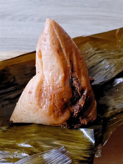 Steamed Glutinous Rice Cake Wrapped By Bamboo Leaf Stock Image Image