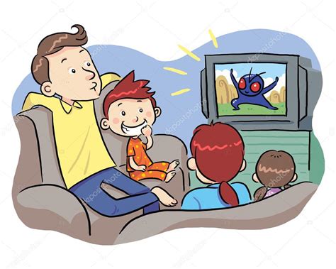 Ver televisión con la familia Ilustración de stock de mikailain 26748101