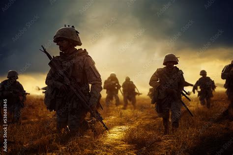 Soldiers On Battlefield Stock Illustration Adobe Stock