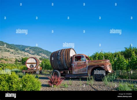 Old Trucks With Wine Barrels Cassini Cellars Winery Oliver Okanagan