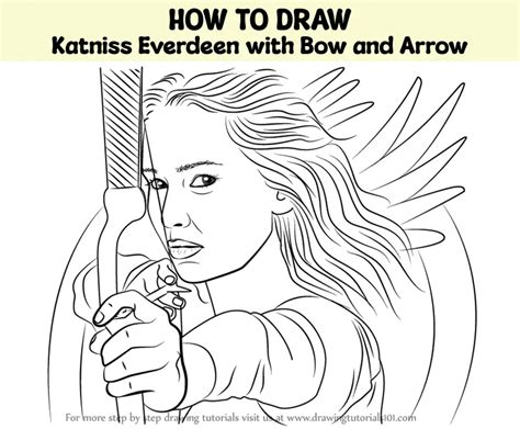 How To Draw Katniss Everdeen With Bow And Arrow Characters Step By