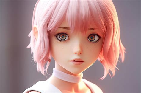 Premium AI Image | A cartoon girl with pink hair