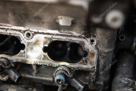 Car Repair Concept Dirty Intake Manifold Dirty Engine Intake Car