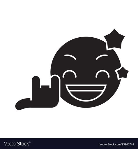 Rock star emoji black concept icon rock Royalty Free Vector