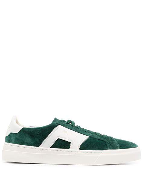 Santoni Low Top Suede Sneakers Green Farfetch