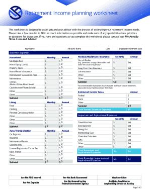 Fillable Online Use A Retirement Planning Worksheet Vanguard Fax