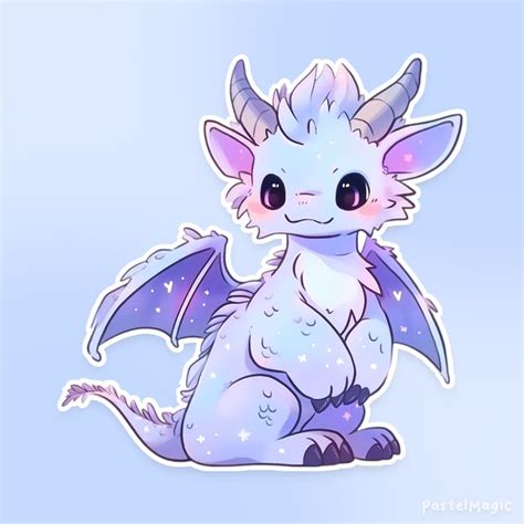 Cute Kawaii Pastel Blue Dragon Baby Dragon Art Cute Dragon Drawing