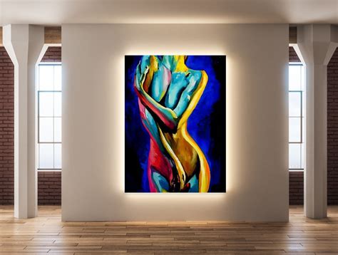 Colorful Naked Woman Portrait Modern Woman Poster Living Room Wall