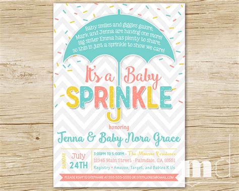 Sprinkle Baby Shower Invitation Baby Sprinkle Shower Party