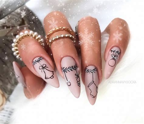 Minimalist Nude Christmas Nails Christmas Nail Designs